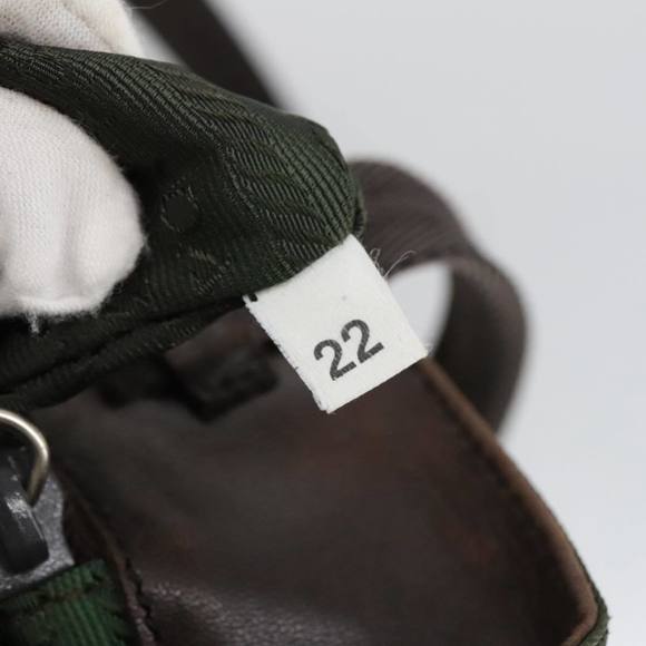 PRADA Tote Bag Nylon Khaki Brown Silver Auth 102966 - Picture 12 of 16